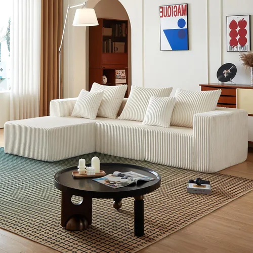 Vista 8 de Sofás seccionales de 102" para sala de estar, sofá nube sin estructura, sofá en forma de L con asiento profundo de gran tamaño, sofá cómodo