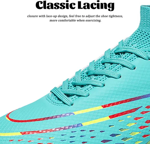 Vista 4 de AOSENSS Botas de fútbol para hombre, ligeras, antideslizantes, para niños grandes, para entrenamiento en interiores y exteriores, zapatos deportivos