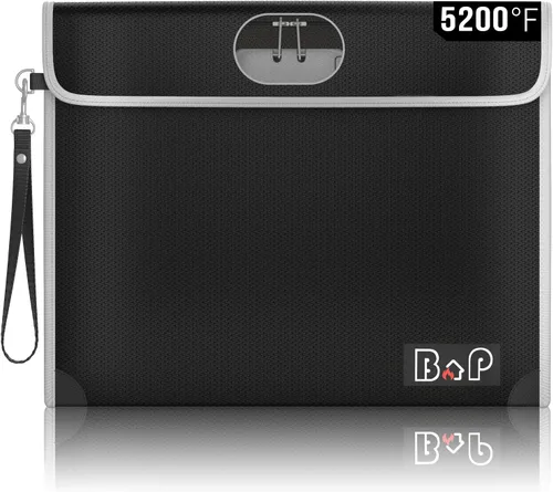 Vista 19 de BALAPERI Bolsa ignífuga para documentos, 15'x11', tamaño A4/A5/carta/legal, bolsa de dinero con cerradura de combinación, resistente al agua, negro
