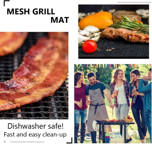 Vista 7 de LOOCH Juego de 5 Alfombrillas de Malla para Parrilla BBQ - Alfombrillas de Malla Antiadherentes de Servicio Pesado y Accesorios para Barbacoa