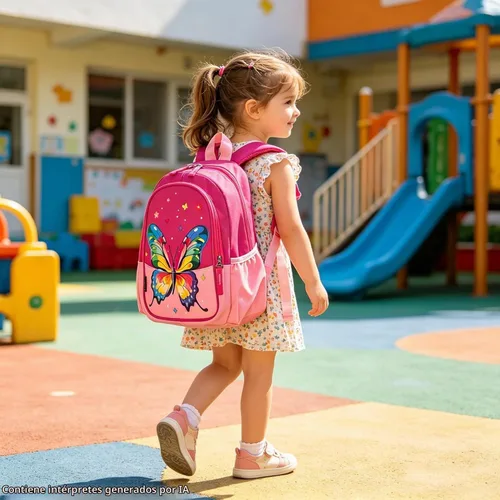 Vista 3 de Mochila de Viaje Preescolar para Niños Pequeños de 11 Pulgadas, Mochila Diaria Genial y Linda con Dibujos Animados, Rosa (Butterfly Pink)