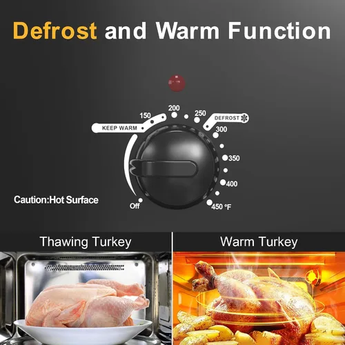 Vista 5 de Sunvivi Horno Asador Eléctrico de 22 Cuartos para Pavo con Tapa, Asadores Eléctricos con Bandeja Extraíble, Asador Grande, Tapa Visible