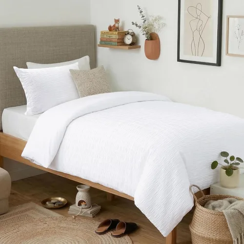 Vista 26 de Cozyide Beige Queen Duvet Cover Set, 3 Pieces Soft Seersucker Queen Size Duvet Cover with Zipper Closure and Corner Ties, 90"x90" Duvet Cover with 2