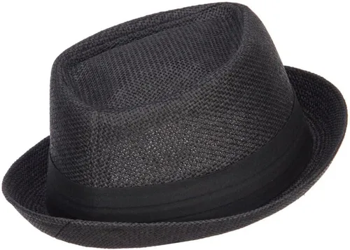 Vista 3 de Fedora de pastel de cerdo sólido de gran tamaño Negro