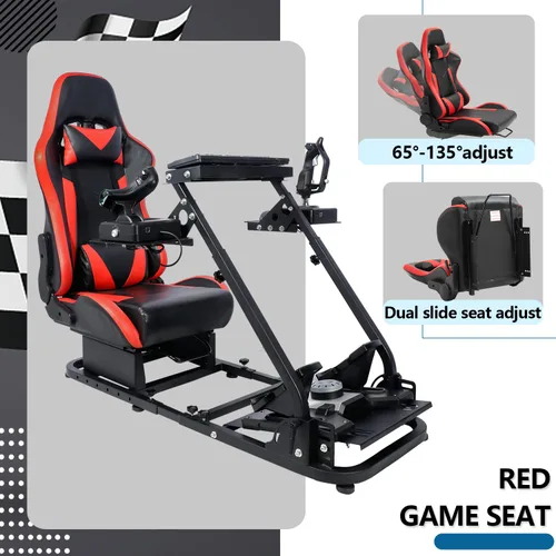 Vista 3 de Minneer Racing G29X52 Flight Simulator Cockpit Multifunctional Stand with Seat for Logitech G25 G920 Thrustmaster HOTAS Warthog 248PS T248XBox T300RS