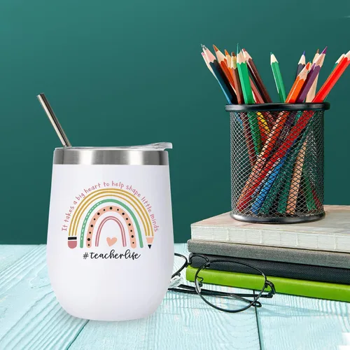 Vista 6 de Regalos de agradecimiento a maestros para mujeres y hombres, vaso aislado de 12 onzas con caja de regalo, regalo de fin de año, graduación, Navidad