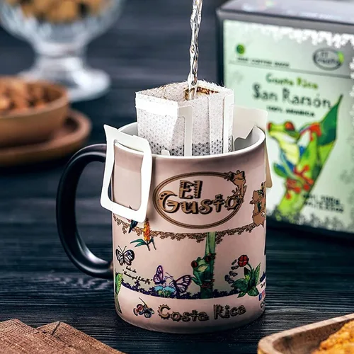 Vista 2 de Bolsas de café de goteo costarricenses molido de tostado medio (paquete de 10) – 100% granos arábica frescos, cultivados a la sombra y de origen