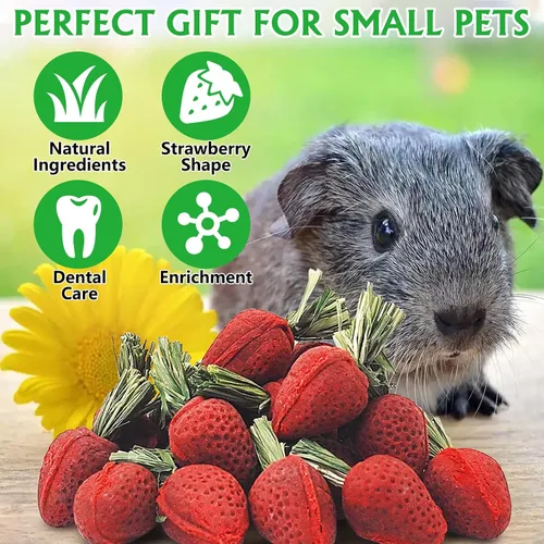 Vista 6 de Fhiny Juguetes masticables de conejo, 24 piezas de bocadillos molares naturales de hámster hechos a mano, juguetes masticables de animales pequeños