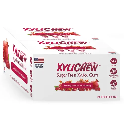 Vista 3 de Xylichew Goma de mascar 100% xilitol sin OMG, sin aspartamo, sin gluten y sin azúcar, cuidado bucal natural, alivia el mal aliento y la boca seca