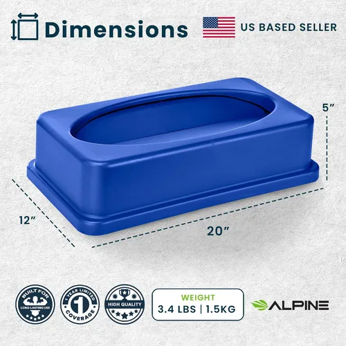 Vista 5 de Alpine Industries - Tapa delgada para bote de basura, tapa compacta para cubo de basura, parte superior de plástico variado y duradera que minimiza