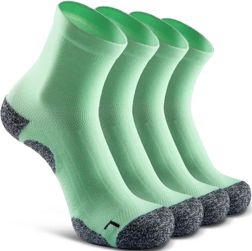 Vista 11 de Calcetines de compresión de cuarto para hombres y mujeres, calcetines acolchados para correr y senderismo Negro (4 pares)