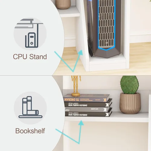 Vista 26 de Escritorio pequeño para computadora para oficina en casa, mesa de juegos compacta para computadora de escritorio y portátil, con cajón