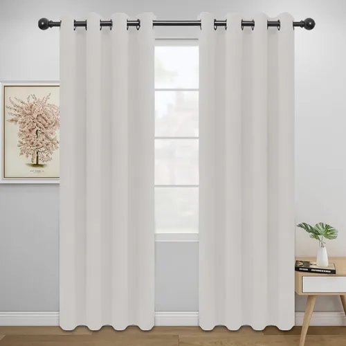 Vista 128 de Easy-Going - Cortinas opacas para dormitorio, aislamiento térmico sólido con ojales, cortinas de ventana para reducción de ruido, cortinas
