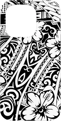 Vista 14 de iPhone 16 lindo tatuaje polinesio hawaiano tribal samoano patrón caso