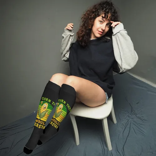 Vista 4 de devor Womens Knee Socks Liner Sock Womens Athletic Crew Socks Trendy corn Sock