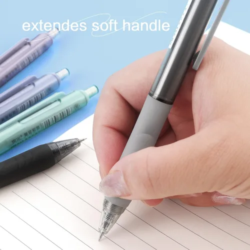 Vista 5 de NNY Bolígrafos de gel de tinta negra de 0.020 in con agarre cómodo para escritura suave, suministros escolares y de oficina (paquete de 6)