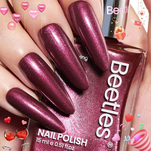 Vista 14 de Beetles - Esmalte de uñas morado – Violeta nublado de 0.51 onzas líquidas, esmalte de uñas morado pastel con purpurina de secado rápido para uñas