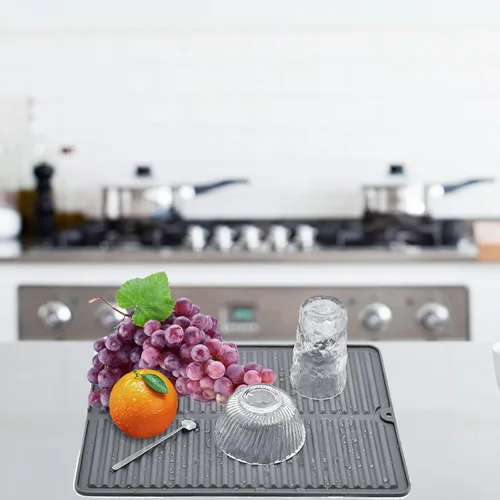 Vista 7 de Suruid Tapete de silicona para secado de platos para múltiples usos, fácil de limpiar, resistente al calor para encimera de cocina o fregadero
