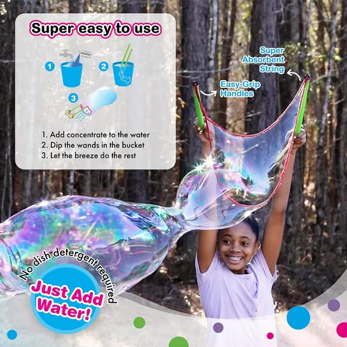 Vista 7 de WOWmazing Kit Grab-N-Go: Incluye varita, concentrado de burbujas gigante, cubo y folleto de consejos y trucos Juguete al aire libre para niños
