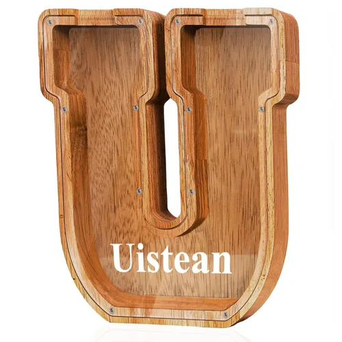 Vista 73 de Alcancía de madera grande personalizada con letras – Alcancía de letras para niños y niñas, regalo de cumpleaños (A)