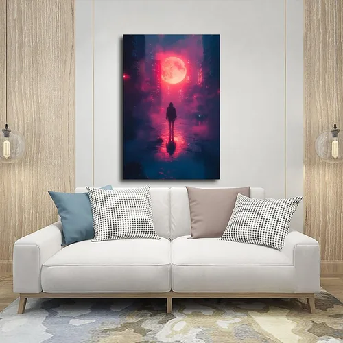 Vista 5 de Vaporwave Glitch Wall Art – Cyberpunk Aesthetic Poster – Retro Futuristic Synthwave Print Poster Canvas Artwork Prints Rustic Farmhouse Decorations