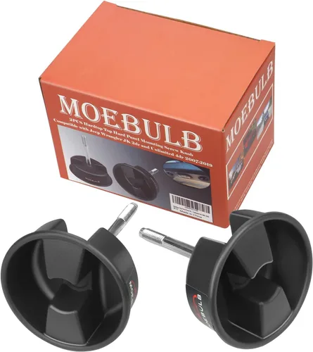 Vista 6 de Perilla de tornillo de montaje de panel duro superior rígido, 2 piezas, compatible con Jeep Wrangler JK 2dr y Unlimited 4dr 2007-2019 (negro)