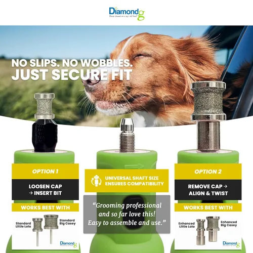 Vista 8 de Diamondg Amoladora de uñas micro inalámbrica para perros con sonido silencioso y punta LED para perros grandes y pequeños, 4 horas de Micro - Verde