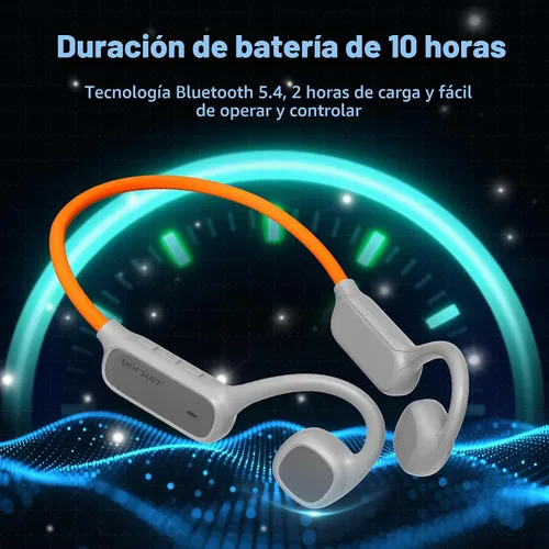 Vista 4 de vinamass Auriculares de Oreja Abierta, Auriculares de Conducción de Aire Bluetooth 5.4, Auriculares Inalámbricos con Cordón de Baliza LED, 10H