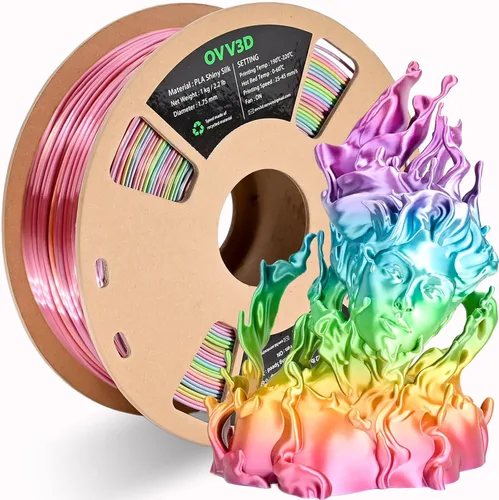 Vista 33 de OVV3D - Filamento PLA para impresora 3D de 8.82 oz x 4 bobinas, PLA Transparente Pla Multicolor