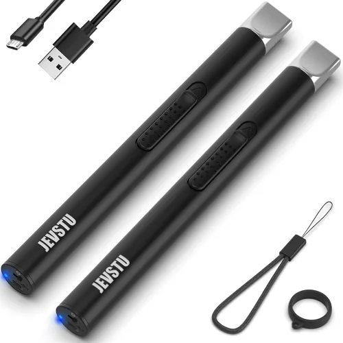 Vista 11 de Encendedor de velas, eléctrico recargable con arco USB, resistente al viento, sin llama, encendedor de plasma de palo largo con cuerda y anillo, sin