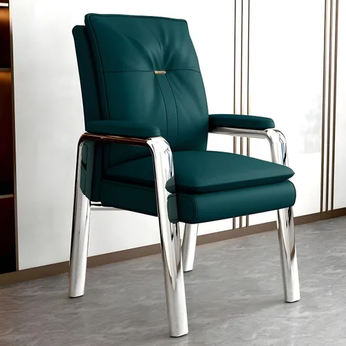 Vista 36 de PU Leather Conference Chair with Fixed Arms High-Back Ergonomic Mahjong Chair Chess Card Room Backrest Computer Chair Long-Term Sitting Mahjong