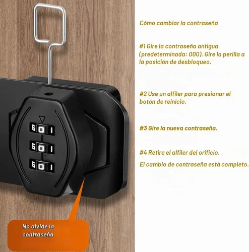 Vista 5 de ETEKJOY Cerradura de gabinete sin llave de 3 dígitos con código de contraseña combinación con hasp, pestillo de cierre giratorio, cajón de madera