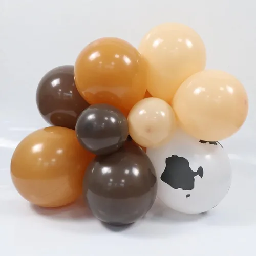 Vista 8 de Kit de arco de globos de vaquero – 150 piezas de cacao de albaricoque marrón desnudo con globos de impresión de vaca para decoración de fiesta