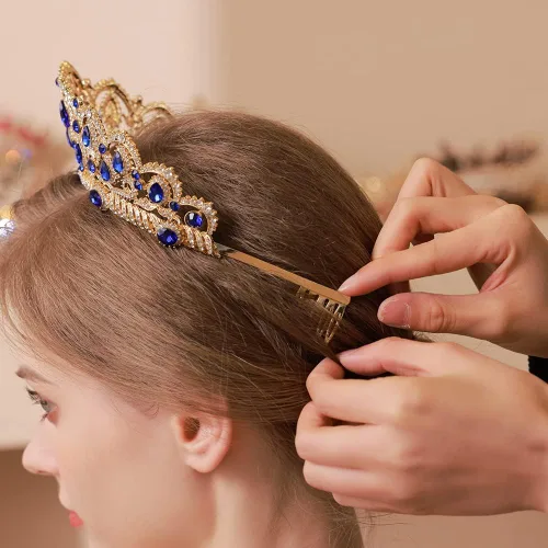Vista 9 de Kamirola - Corona de tiaras para mujeres y niñas, diademas de cristal con peine para novia, boda y fiesta, fiesta de graduación, disfraces góticos