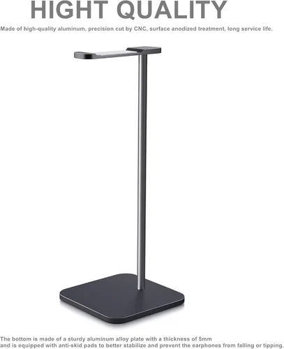 Vista 3 de Soporte para auriculares para escritorio, soporte de auriculares de Negro