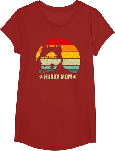 Vista 29 de Husky Mom Retro Dog Lover Mother Siberian Huskies Tee Women T-Shirt Asphalt Grey
