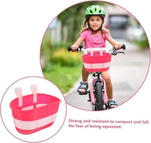 Vista 6 de BESPORTBLE Cesta de scooter para niños, linda caricatura, bicicleta, crucero, manillar delantero, cesta de transporte, accesorios color rosa