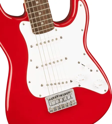 Vista 3 de Squier Mini Stratocaster - Guitarra eléctrica, rojo Dakota, diapasón de laurel