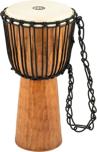 Vista 10 de Instrumento de círculo de tambor de mano Djembe, Serie Headliner de caoba tallada — NO HECHO EN CHINA — Cuerdas de tejido africano Mali