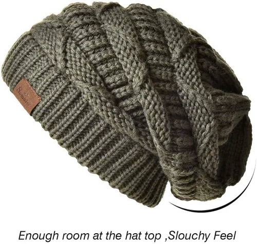 Vista 2 de Somaler Gorro de punto para mujer de gran tamaño grueso para invierno gorro de esquí