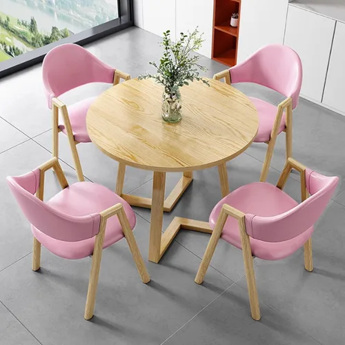 Vista 18 de YVYKFZD Office Reception Room Club Table and Chair Set, Simple Kitchen Dining Table Set for 4, Round Conference Table with Metal Legs, Small