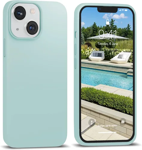 Vista 14 de IceSword Funda compatible con iPhone 13 Mini, color azul bebé, funda de silicona ultra delgada, a prueba de golpes, suave, de 5.4 pulgadas, azul