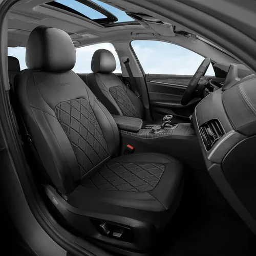 Vista 8 de Coverado Juego completo de fundas de asiento de automóvil, fundas de asiento de 5 asientos, protectores de asiento de malla transpirable, ajuste