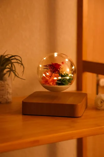 Vista 8 de Flor de levitación magnética, flores eternas reales y eternas, lámpara de luz LED de levitación flotante, luz decorativa para niños, amantes y amigos