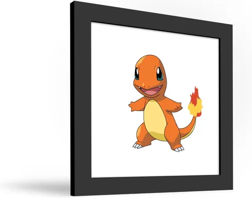 Vista 2 de Trends International Gallery Pops Pokemon - Arte de pared Charmander, versión enmarcada negra, 12 x 12 pulgadas
