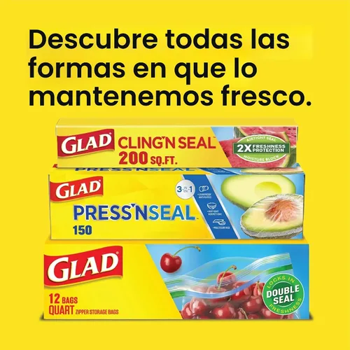 Vista 6 de Glad Papel de plástico para alimentos Cling N Seal, rollo de 200 pies cuadrados (el paquete puede variar)