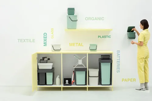 Vista 10 de Brabantia Sort & Go Recipiente de Residuos de 0.8 Galones (Verde Abeto) Cubo de Reciclaje Eficiente en Espacio con Asa, Tapa Extraíble y que