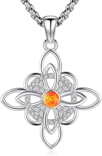 Vista 68 de Collar de pentagrama de plata de ley con triple luna, diosa celta, nudo celta, nudo de brujas, Ankh, sol y luna, Hécate, lilith, Santa Muerte