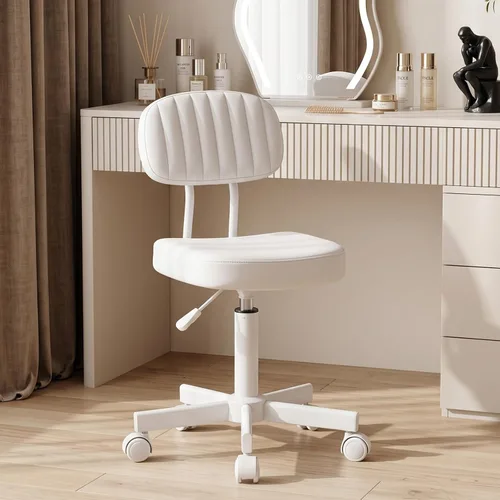 Vista 11 de Silla de oficina pequeña, silla de escritorio alta sin brazos, taburete con Negro