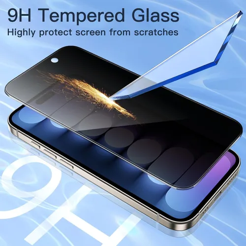 Vista 6 de JETech Protector de pantalla de privacidad para iPhone 15 Pro Max de 6,7 pulgadas, película de vidrio templado anti espía con herramienta de fácil